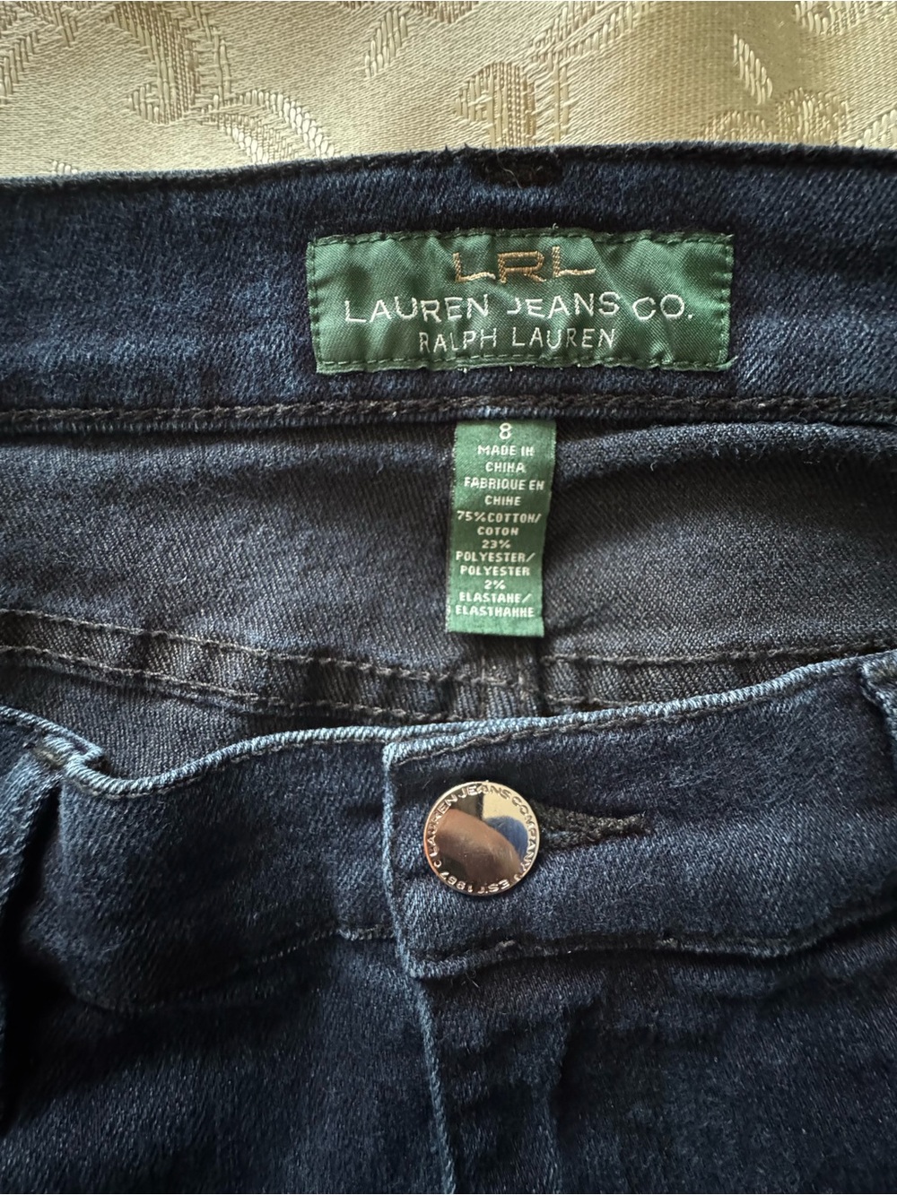 LRL Ralph Lauren Dark Wash Cropped Zip Ankle Jeans Size 8 - Picture 5 of 8